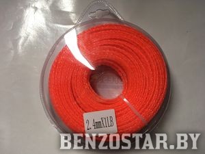 Шнур кордовый (леска для триммера) 2,4 квадрат витой 120 м Блистер